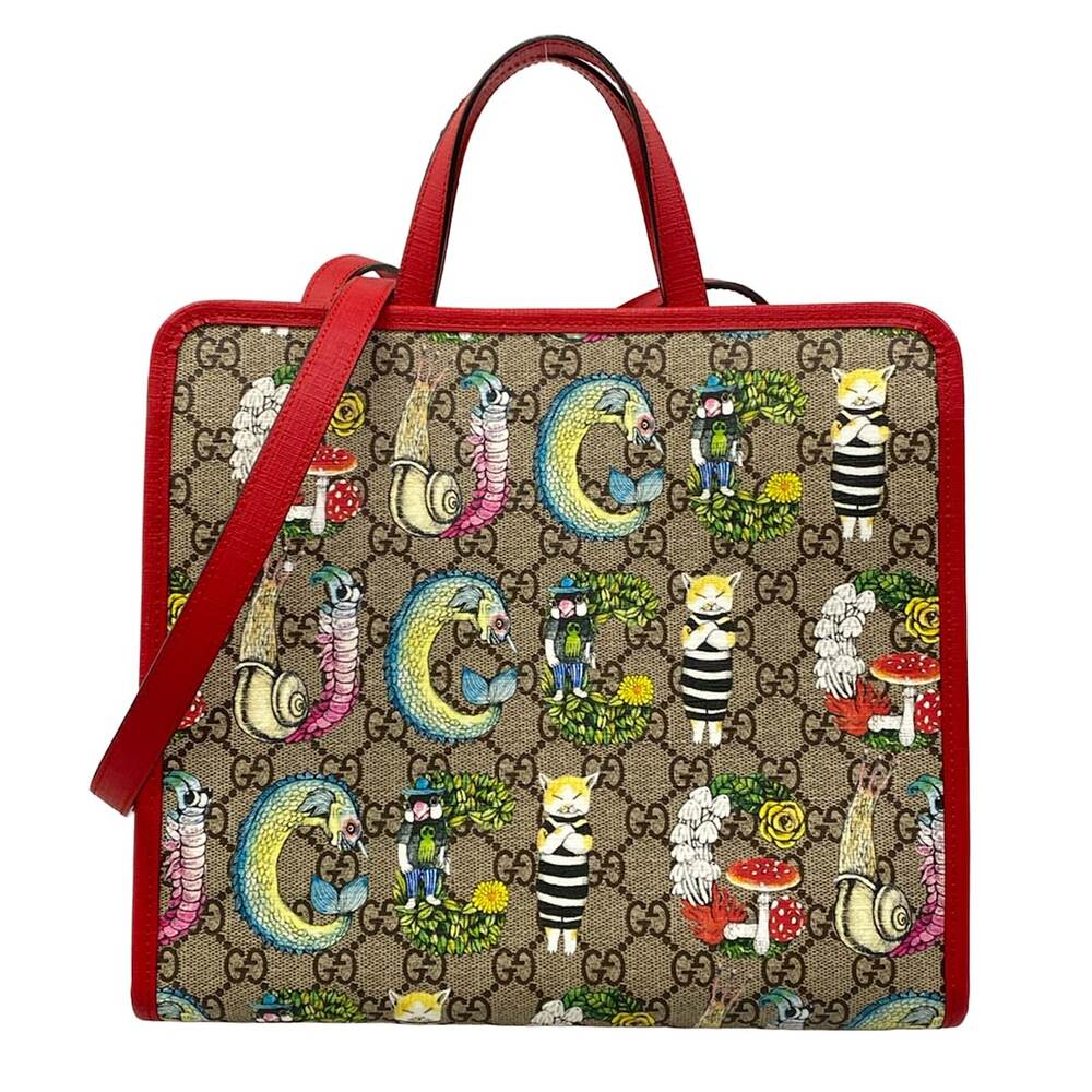 Gucci Children's Yuko Higuchi Tote Bag / GG Supreme Tote Bag 612992 Beige Red